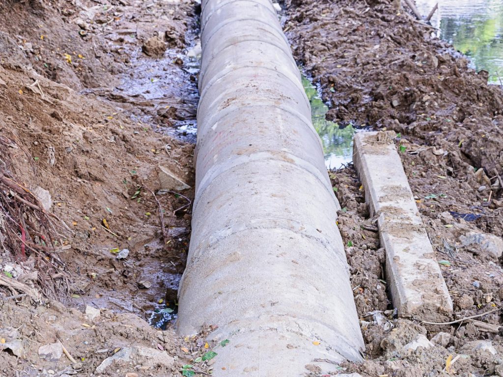 drain tile repair under construction