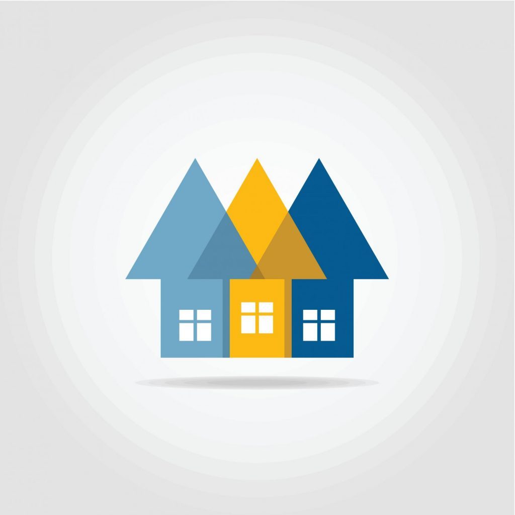 houses in different colors logo